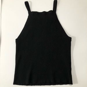 Brandy Melville Black Ribbed Cropped Tank One Size